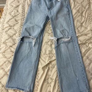 Abercrombie & Fitch Light Blue Distressed Straight Leg Jeans